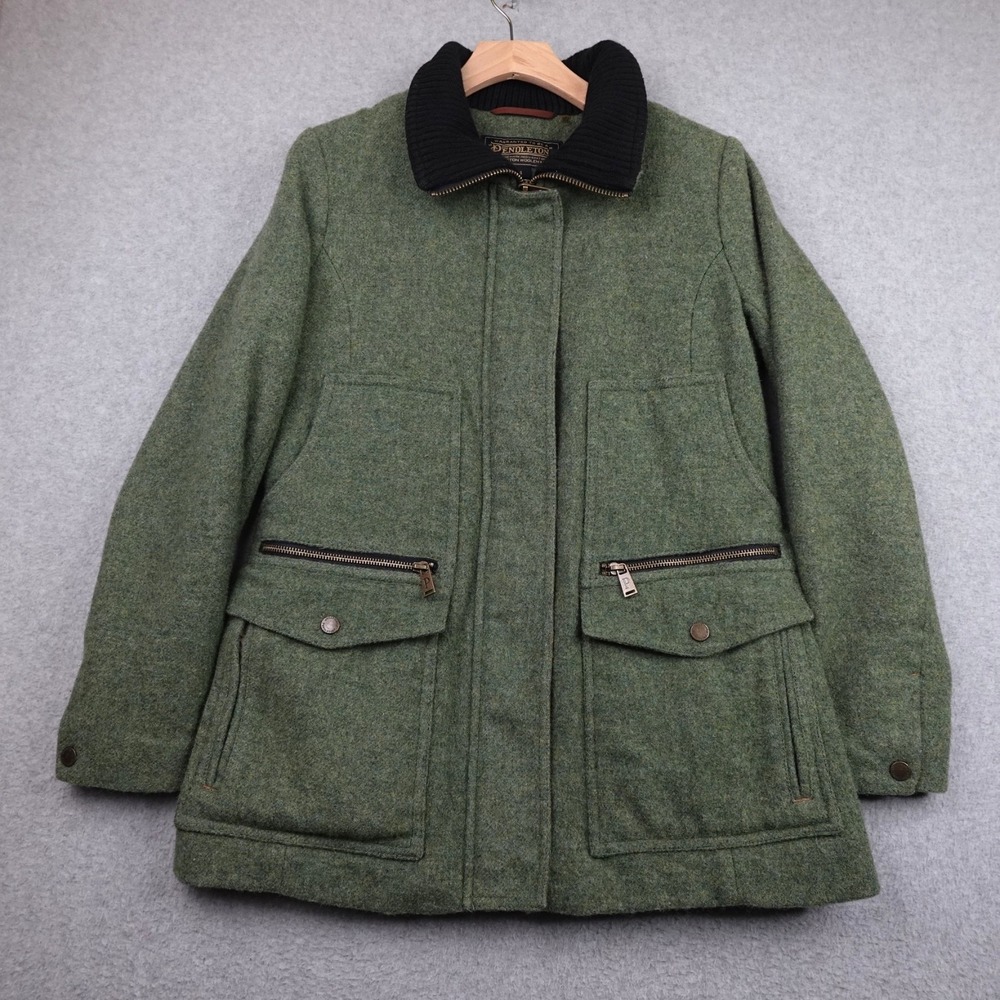 Pendleton Jacket Women's 4 Green Wool Timberline Field Coat Lined